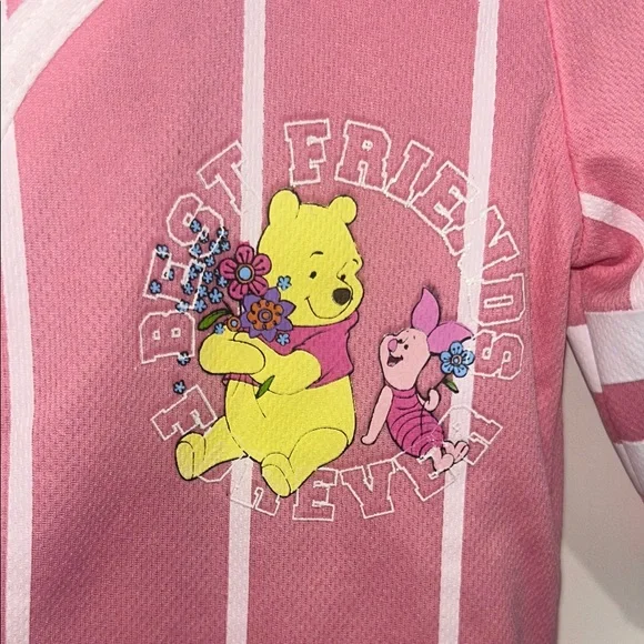 NWT WINNIE THE POOH Pink' Baseball-Style Jersey size small - Picture 3 of 4